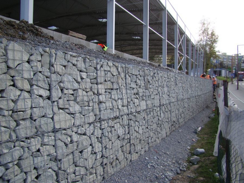 Gabionový múr BILLA Žilina Vlčínce