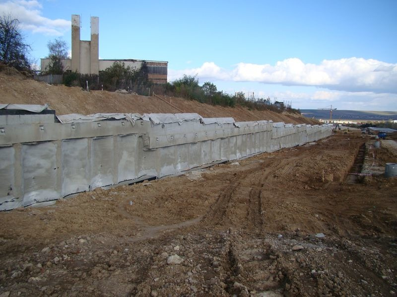 Gabionový obklad pilótovej steny R1, Nitra – Selenec, SO222
