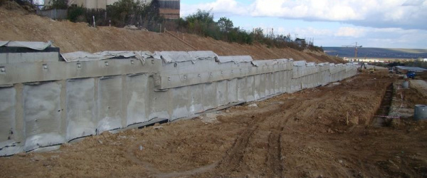 Gabionový obklad pilótovej steny R1, Nitra – Selenec, SO222
